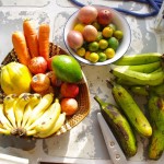 Fresh fruits with three kinds of bananas